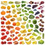 Various fruits and vegetables laying in rainbow formation to suggest how diet can play a role