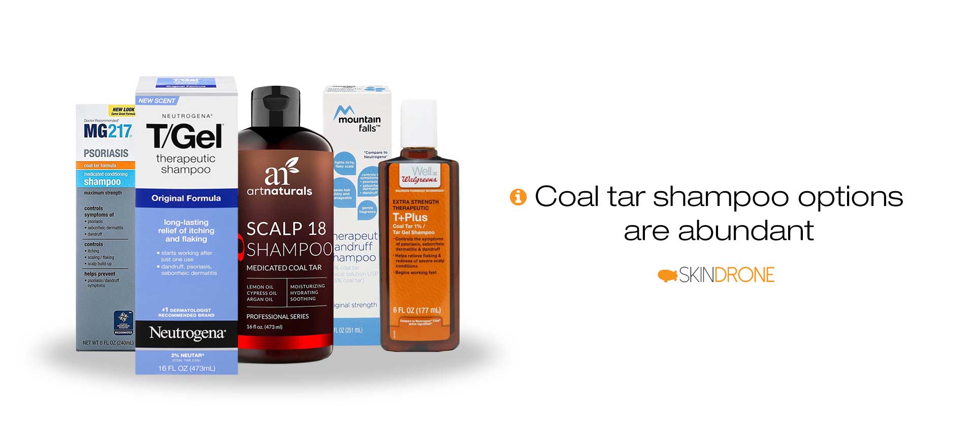 Five of the most common coal tar base anti-dandruff shampoos