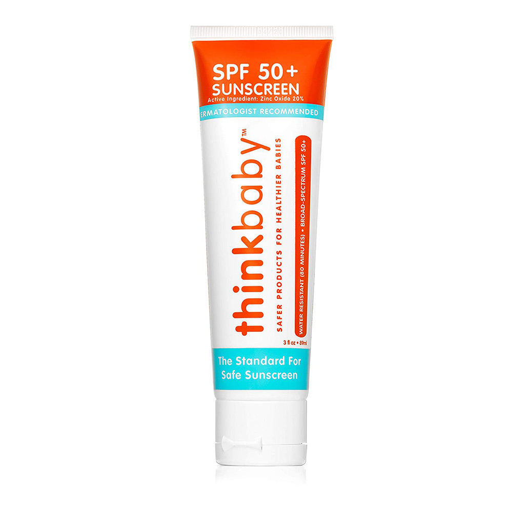 89ml tube of Thinkbaby SPF 50+ sunscreen - our top rated sunscreen for seborrheic dermatitis prone skin
