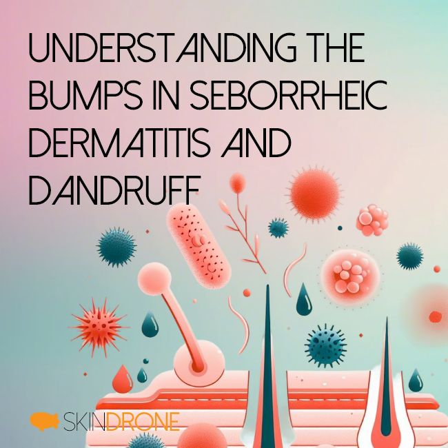 Abstract representation of skin bumps and inflammation with a subtle gradient background, illustrating the concept of bumps in seborrheic dermatitis and dandruff for enhanced skin health.