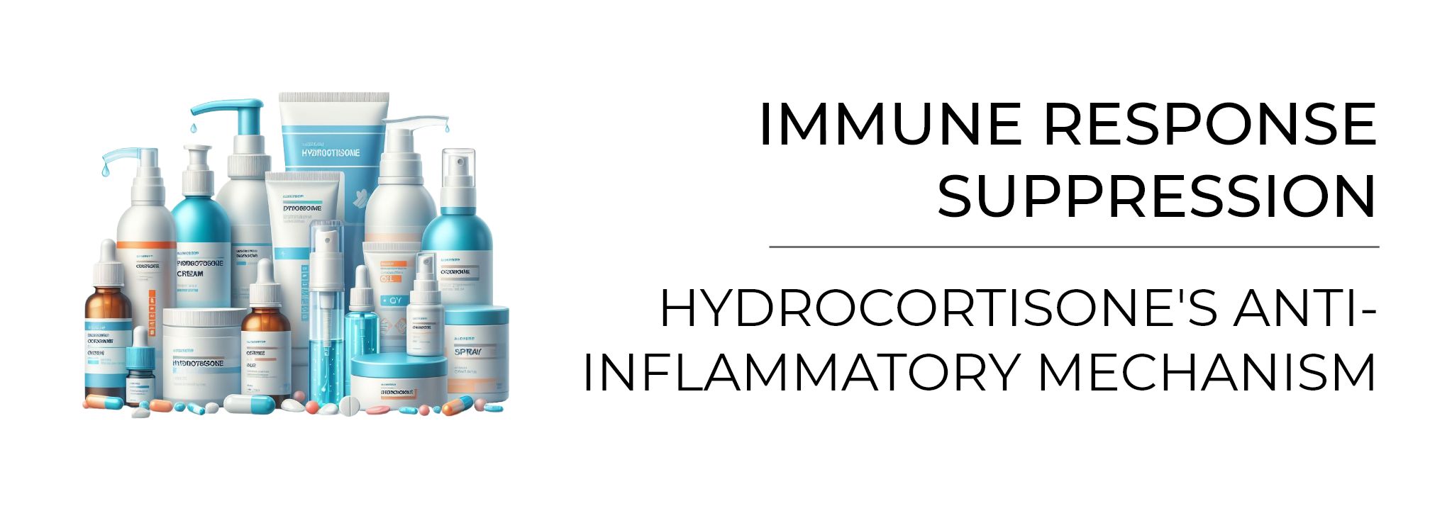 Banner that highlights the main mode of action of hydrocortisone for seborrheic dermatitis - immune response suppression